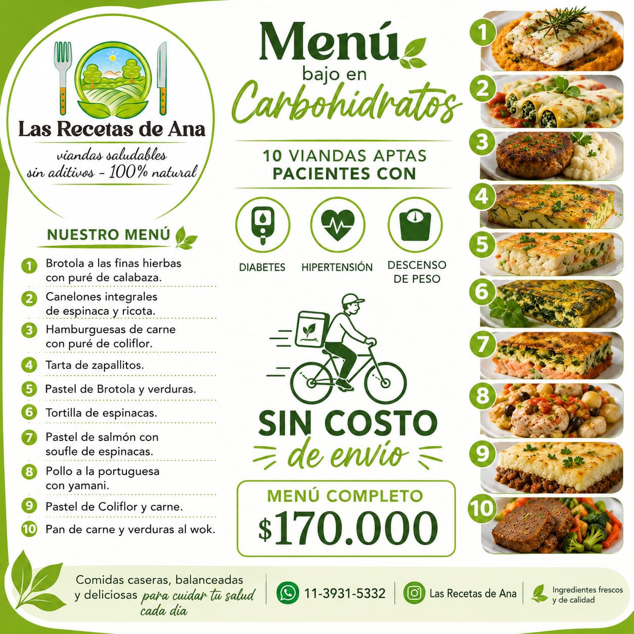 Menu bajo en carbohidratos